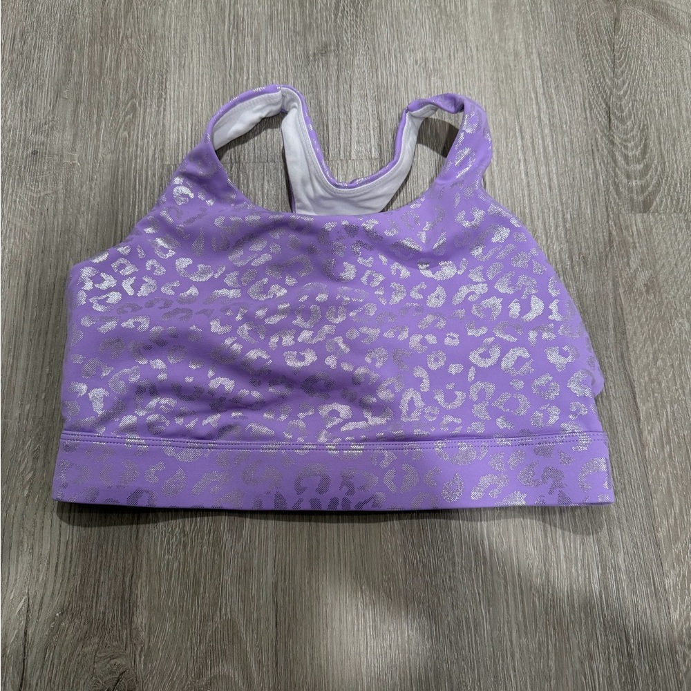 Purple Leopard Print Sports Bra